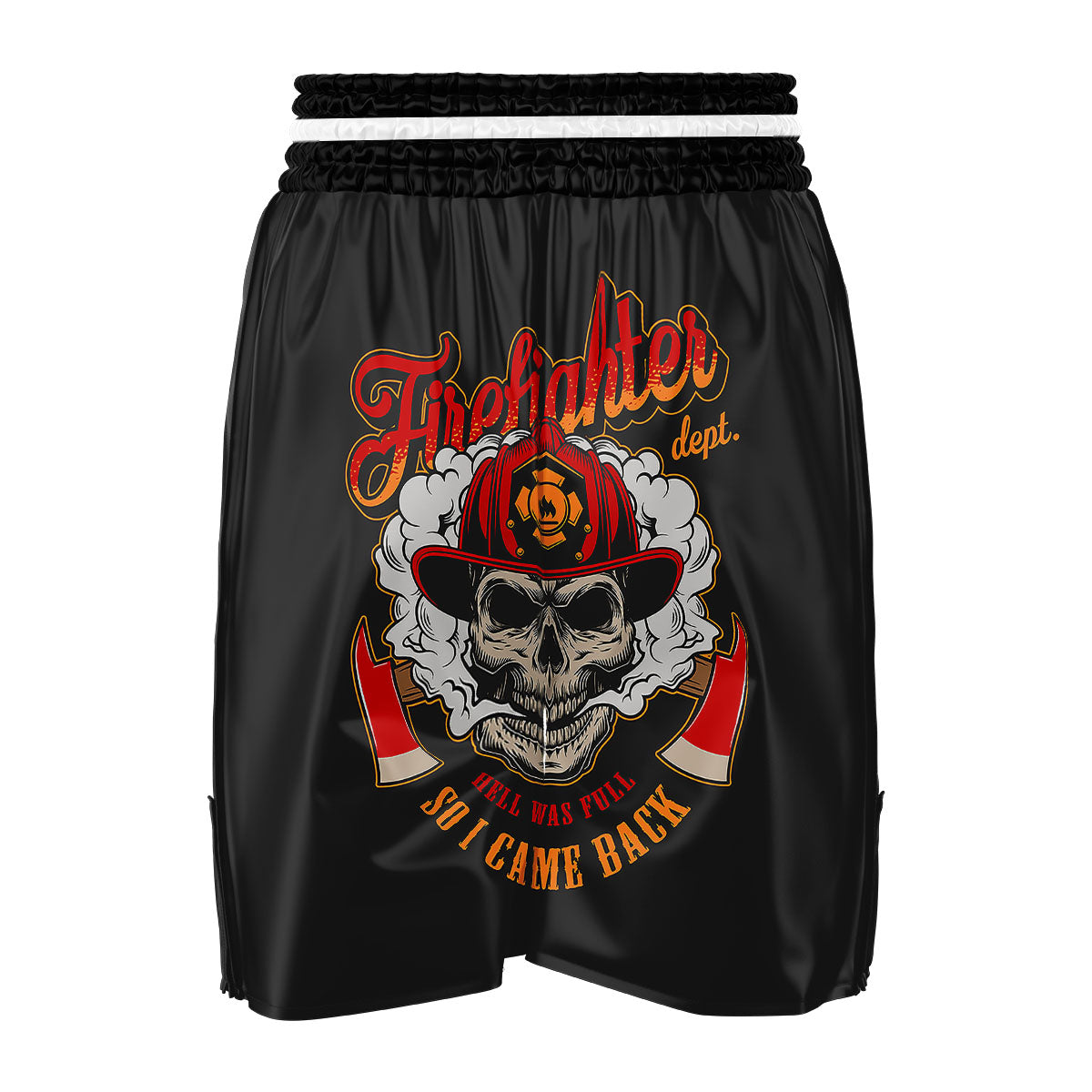 Skull Firefighter Department Print Boxing Shorts-grizzshop