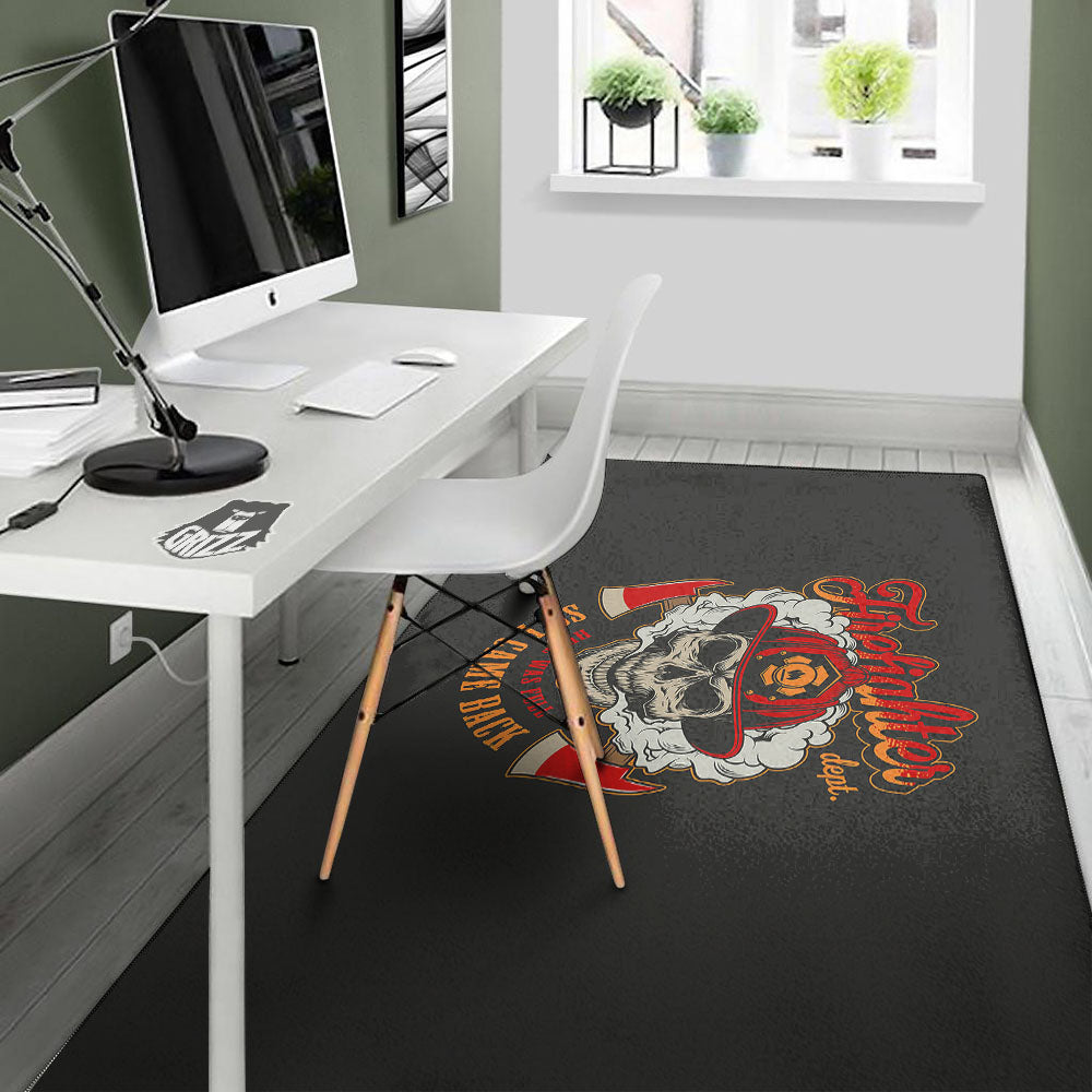 Skull Firefighter Department Print Floor Mat-grizzshop
