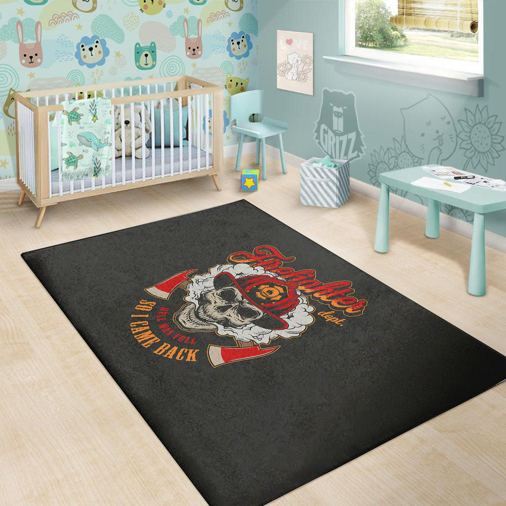 Skull Firefighter Department Print Floor Mat-grizzshop