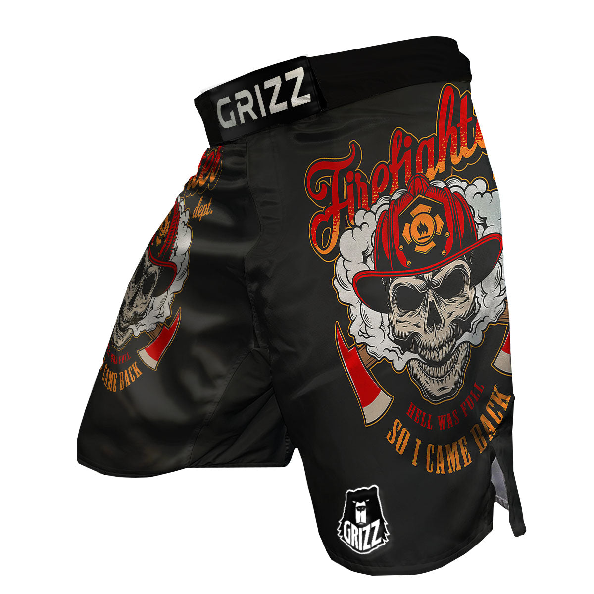 Skull Firefighter Department Print MMA Shorts-grizzshop