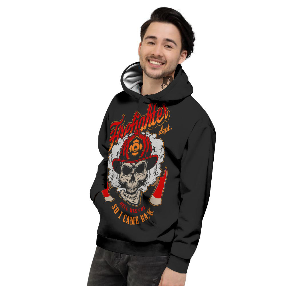 Skull Firefighter Department Print Men's Hoodie-grizzshop
