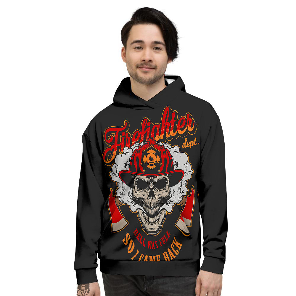 Skull Firefighter Department Print Men's Hoodie-grizzshop
