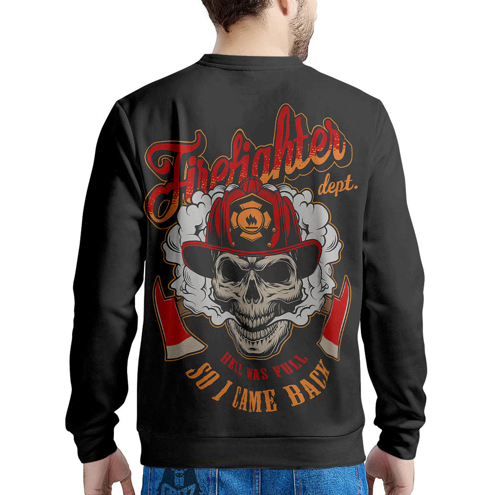 Skull Firefighter Department Print Men's Sweatshirt-grizzshop