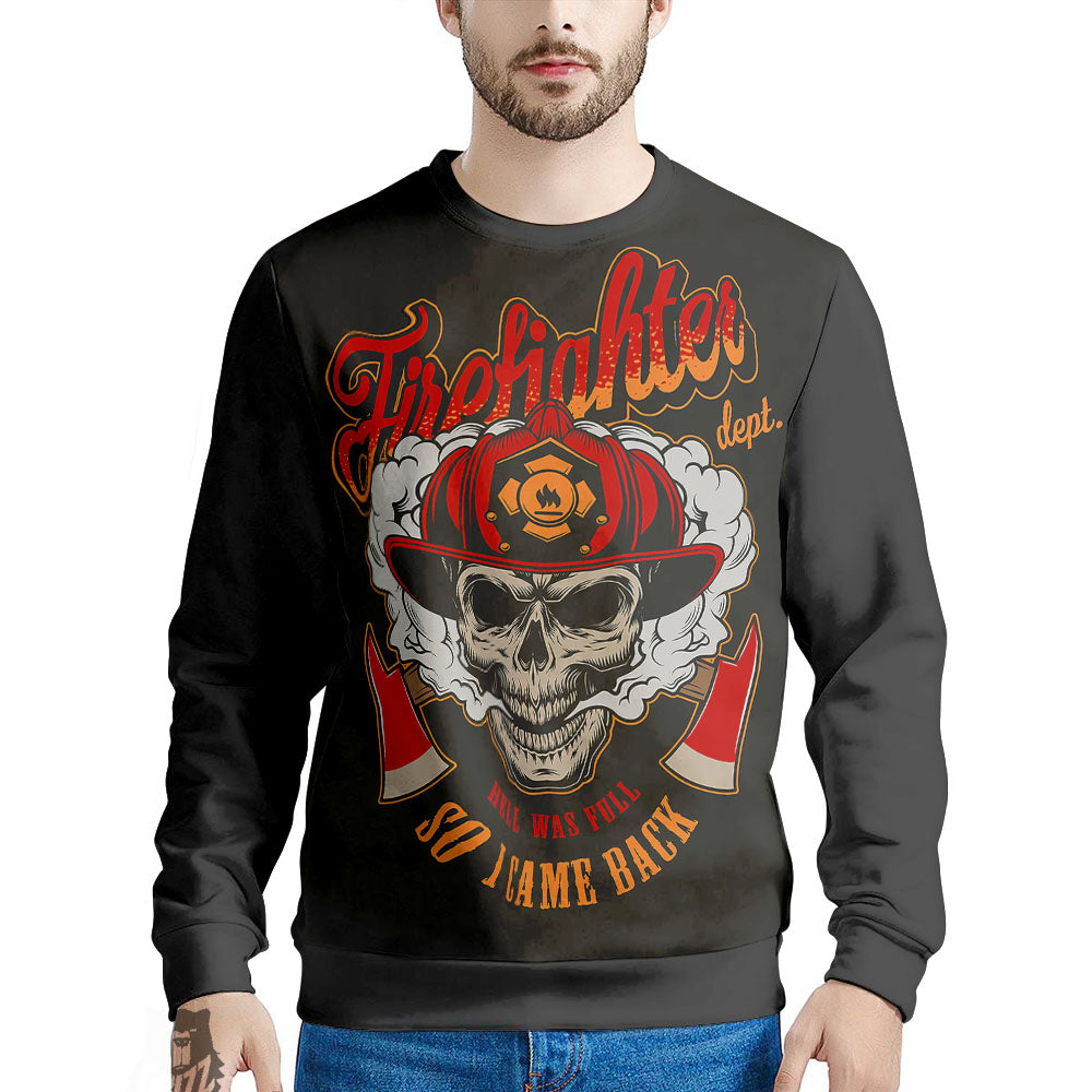 Skull Firefighter Department Print Men's Sweatshirt-grizzshop