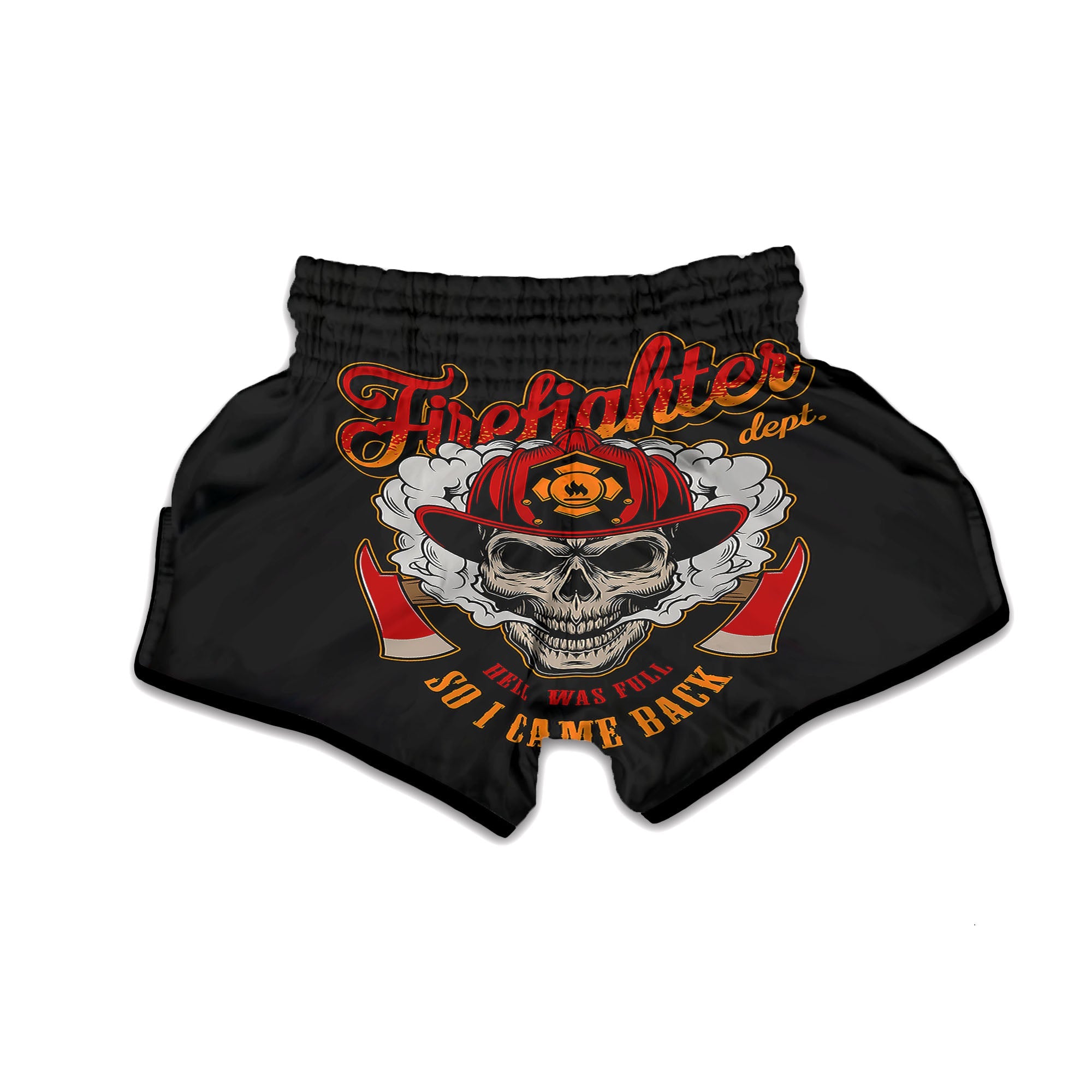 Skull Firefighter Department Print Muay Thai Boxing Shorts-grizzshop