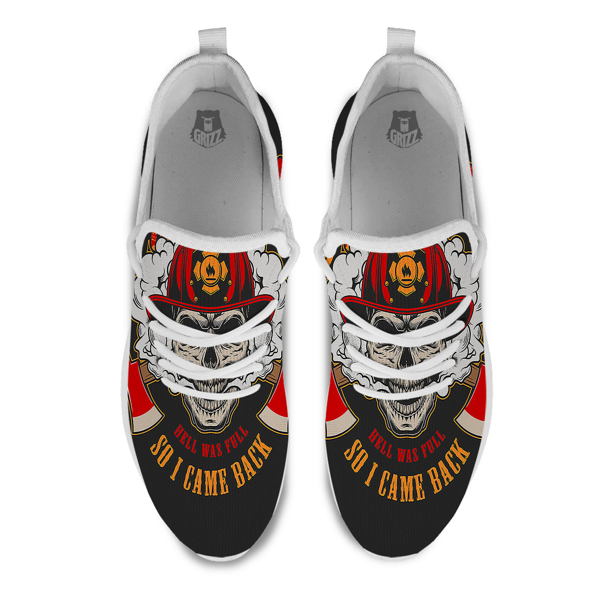 Skull Firefighter Department Print White Athletic Shoes-grizzshop