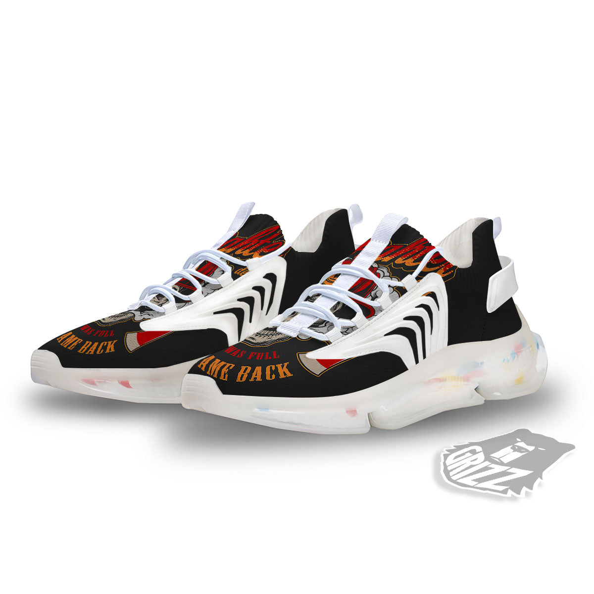 Skull Firefighter Department Print White Gym Shoes-grizzshop