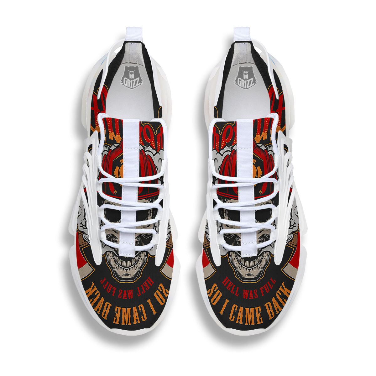 Skull Firefighter Department Print White Gym Shoes-grizzshop