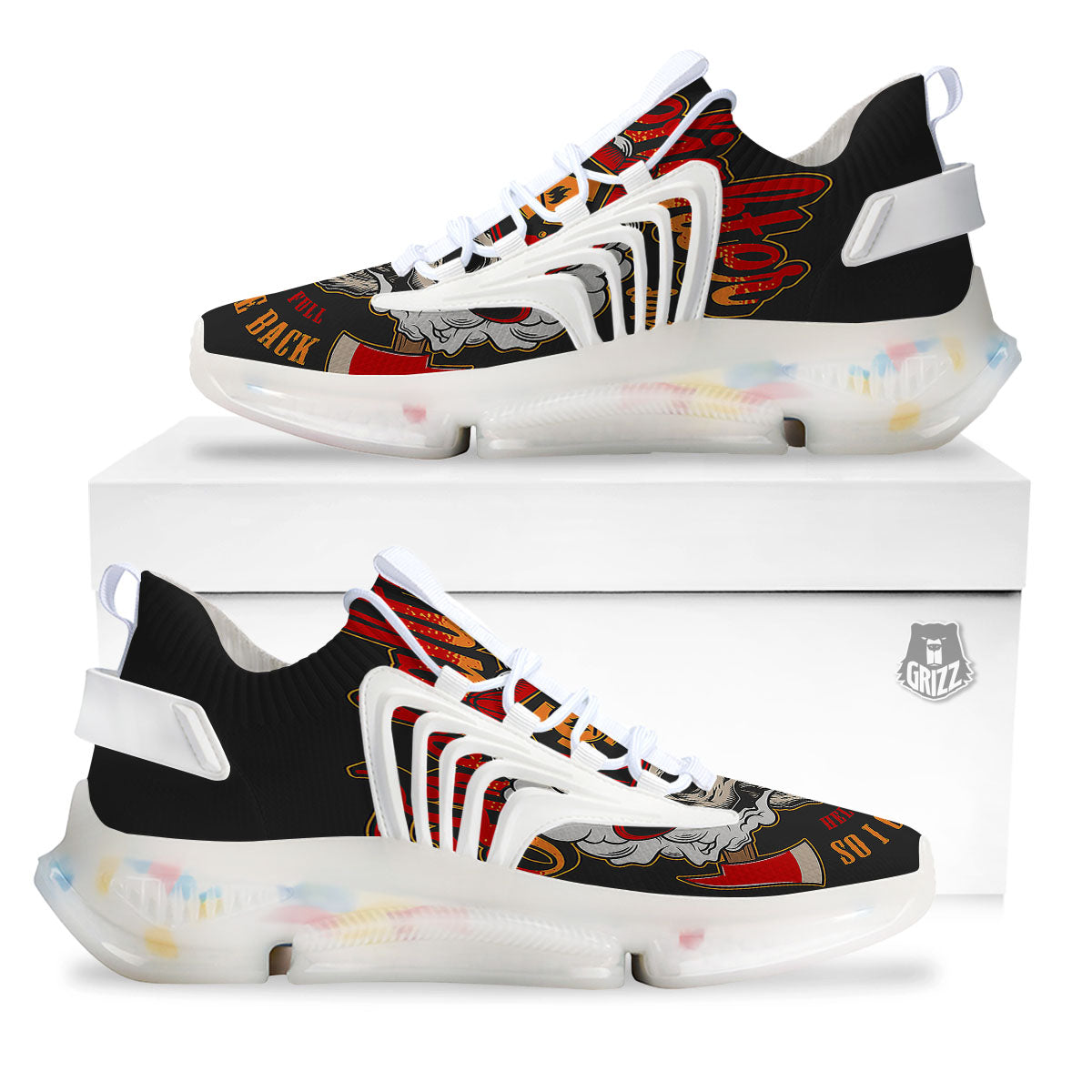 Skull Firefighter Department Print White Gym Shoes-grizzshop