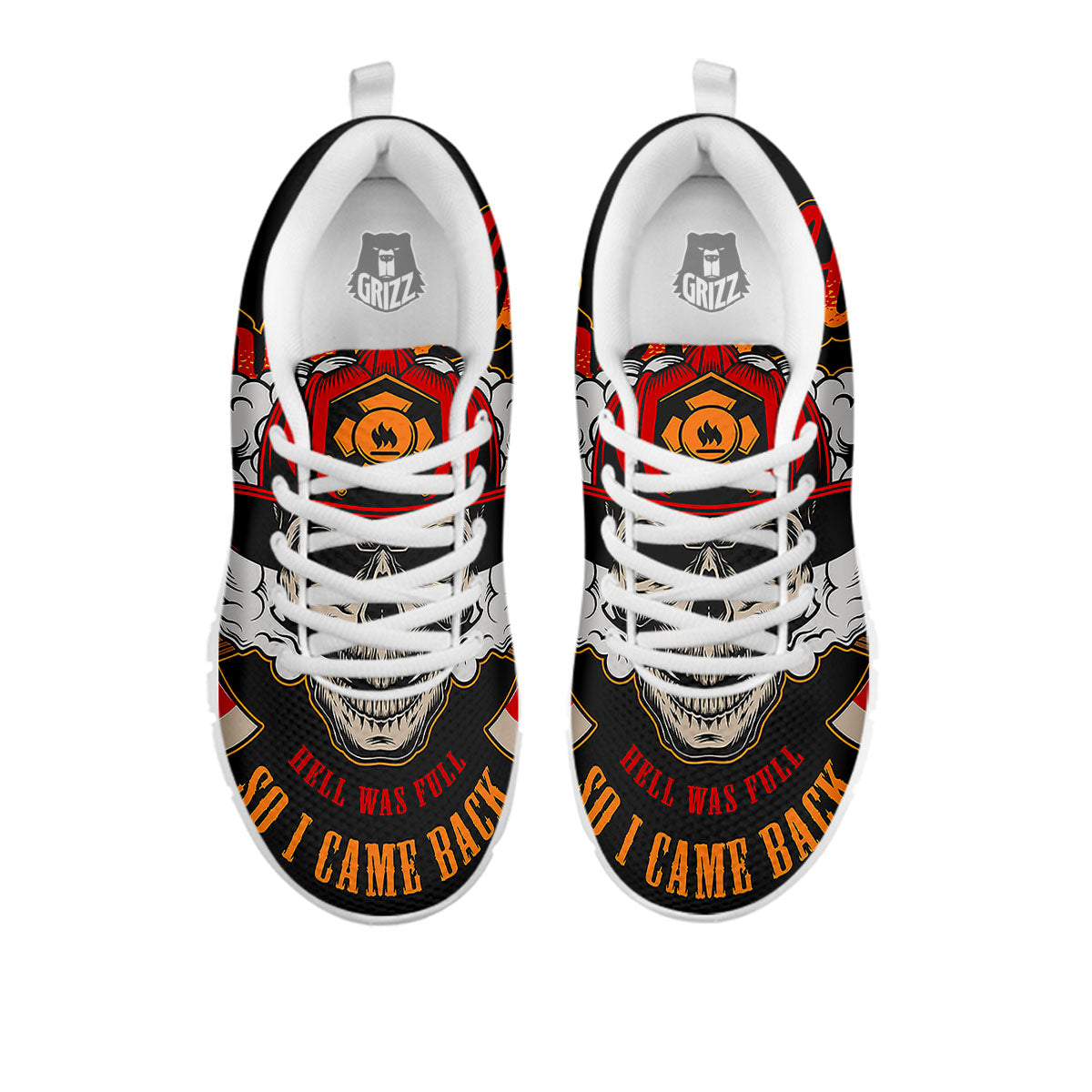 Skull Firefighter Department Print White Sneaker-grizzshop