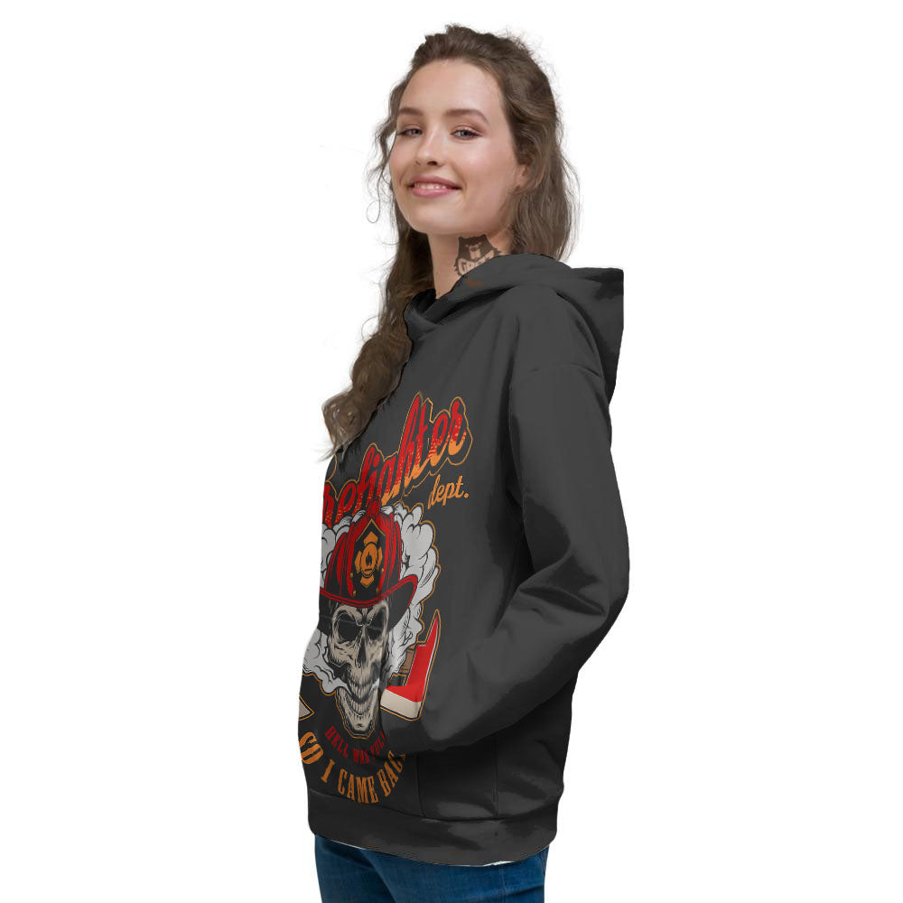Skull Firefighter Department Print Women's Hoodie-grizzshop