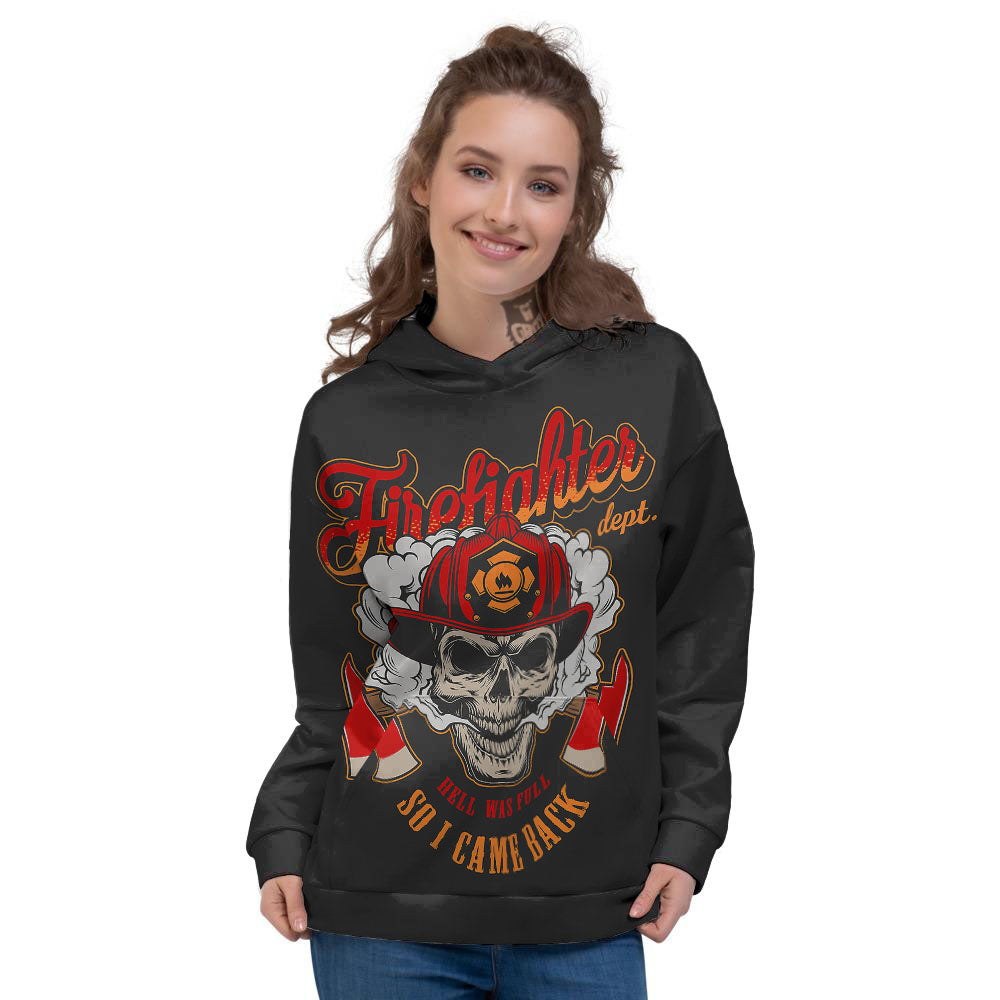 Skull Firefighter Department Print Women's Hoodie-grizzshop
