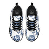 Skull Floral White And Blue Print Pattern Black Sneaker-grizzshop