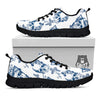 Skull Floral White And Blue Print Pattern Black Sneaker-grizzshop