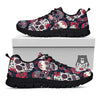 Skull Flower Red Sugar Print Pattern Black Sneaker-grizzshop