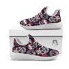 Skull Flower Red Sugar Print Pattern White Athletic Shoes-grizzshop