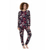 Skull Flower Red Sugar Print Pattern Women's Pajamas-grizzshop