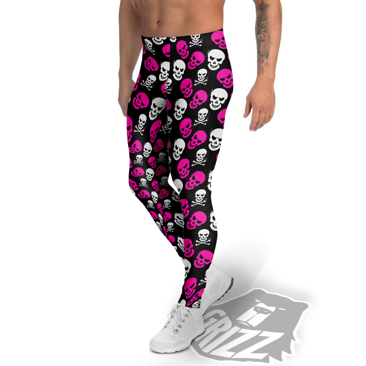 Skull Girly Emo Print Pattern Men's Leggings-grizzshop