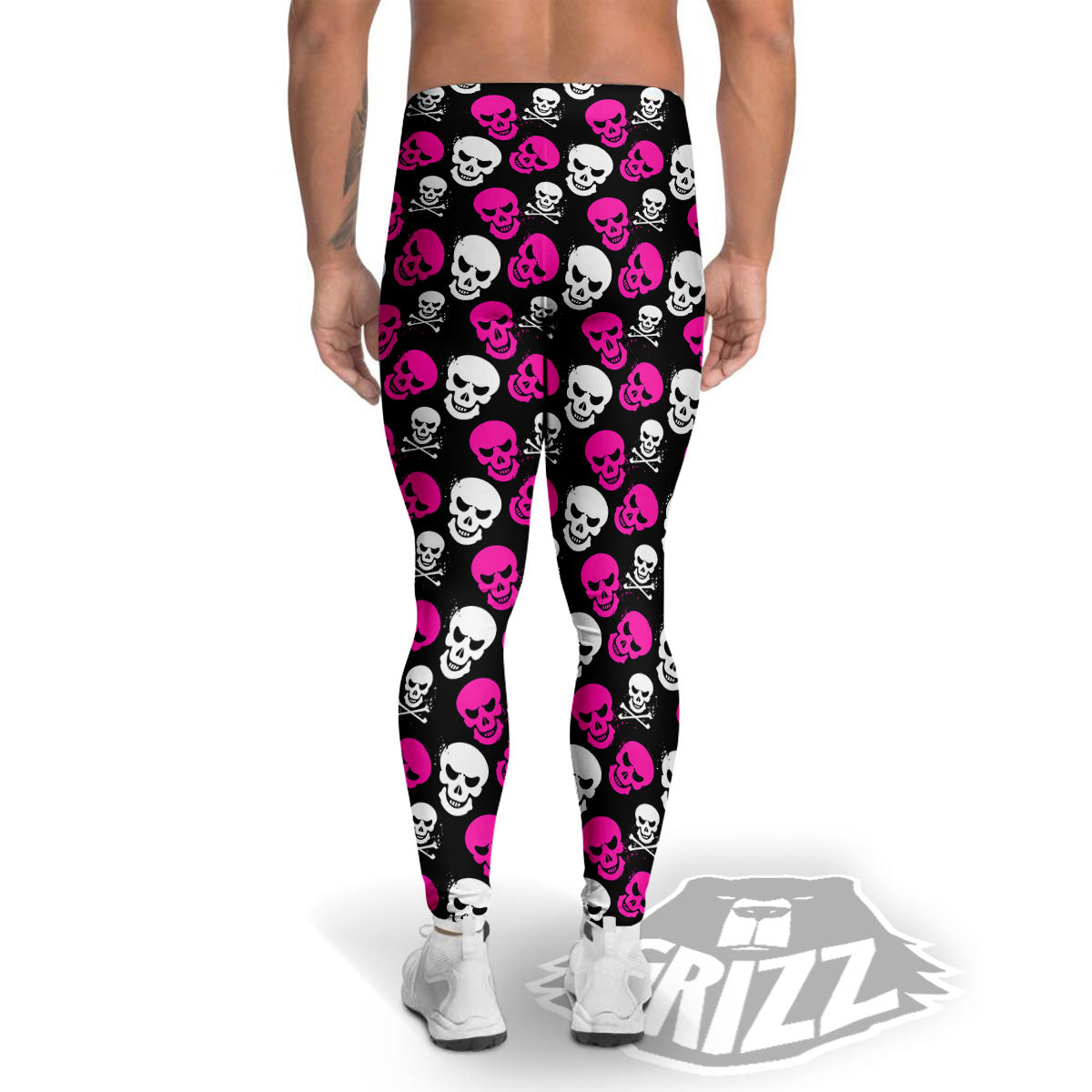 Skull Girly Emo Print Pattern Men's Leggings-grizzshop