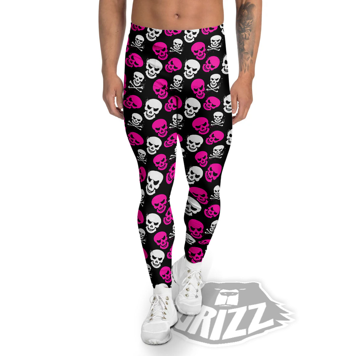 Skull Girly Emo Print Pattern Men's Leggings-grizzshop