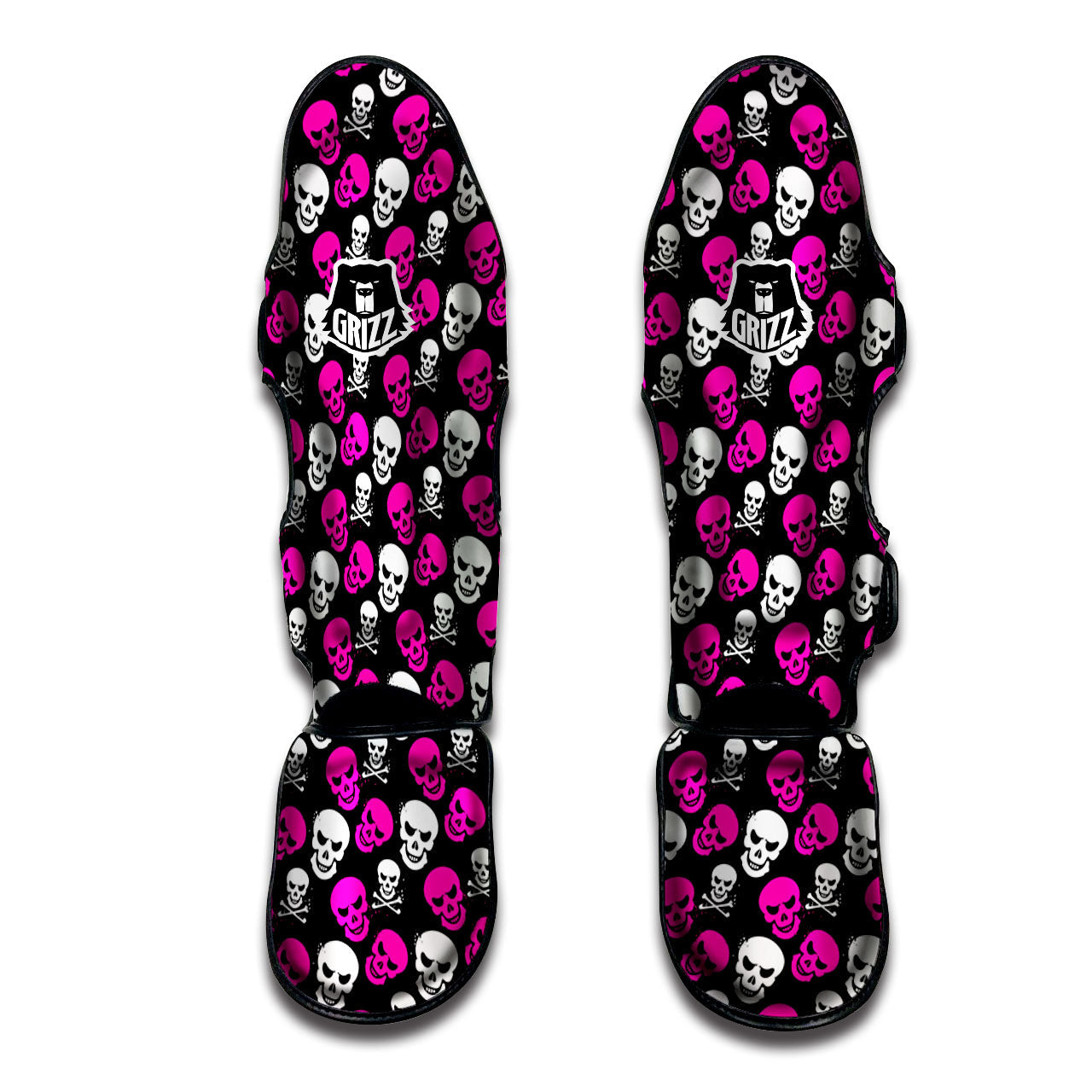 Skull Girly Emo Print Pattern Muay Thai Shin Guards-grizzshop