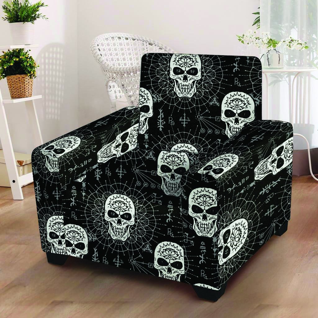 Skull Gothic Witch Armchair Cover-grizzshop