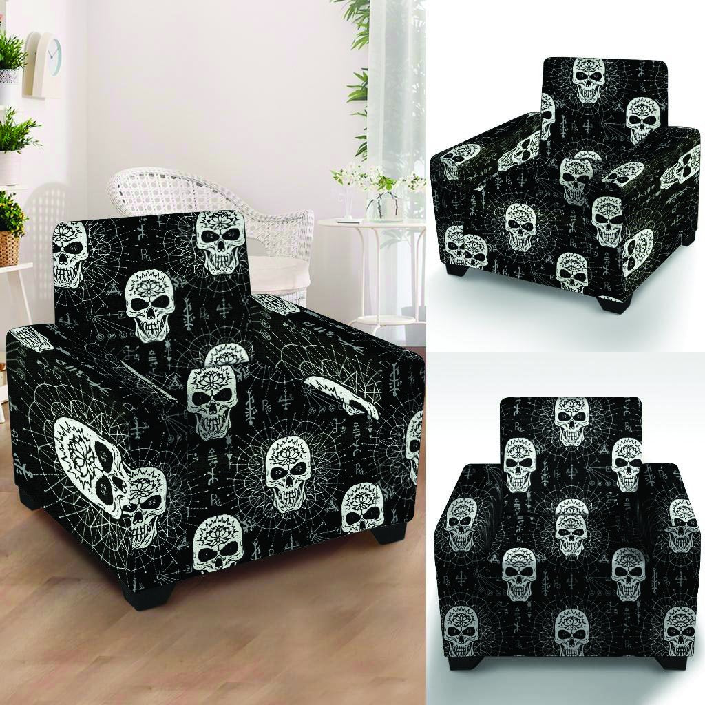 Skull Gothic Witch Armchair Cover-grizzshop