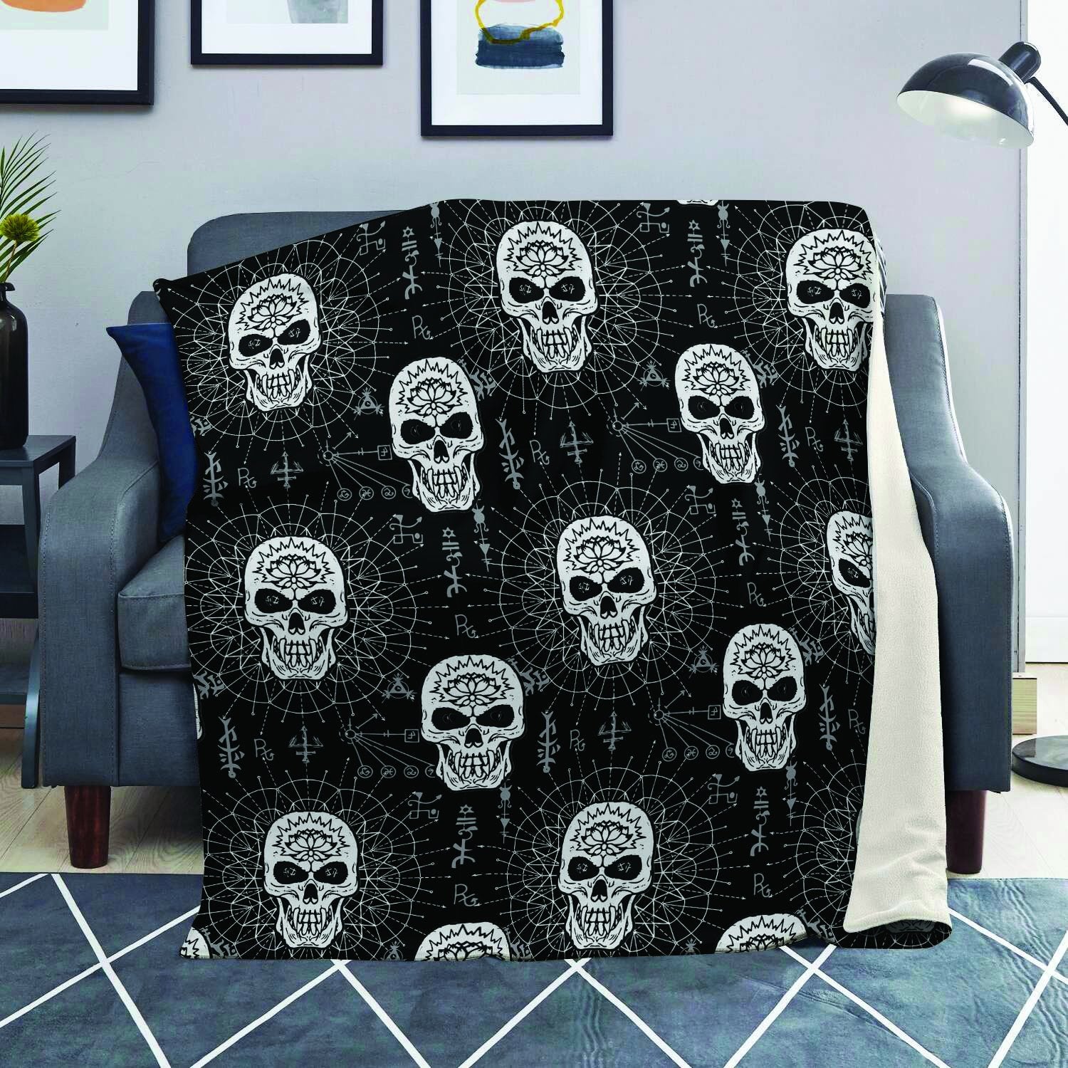 Skull Gothic Witch Blanket-grizzshop