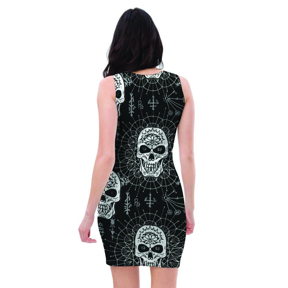 Skull Gothic Witch Bodycon Dress-grizzshop