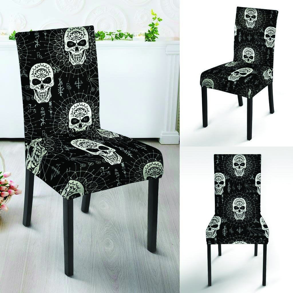 Skull Gothic Witch Chair Cover-grizzshop