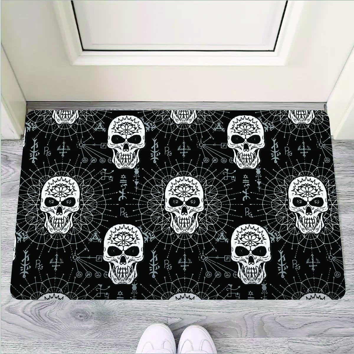 Skull Gothic Witch Door Mat-grizzshop