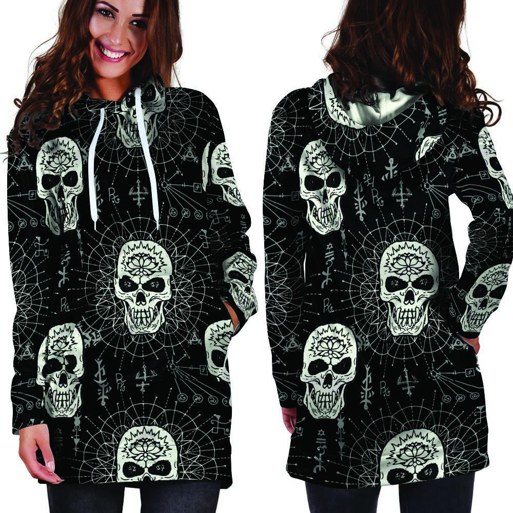 Skull Gothic Witch Hoodie Dress-grizzshop