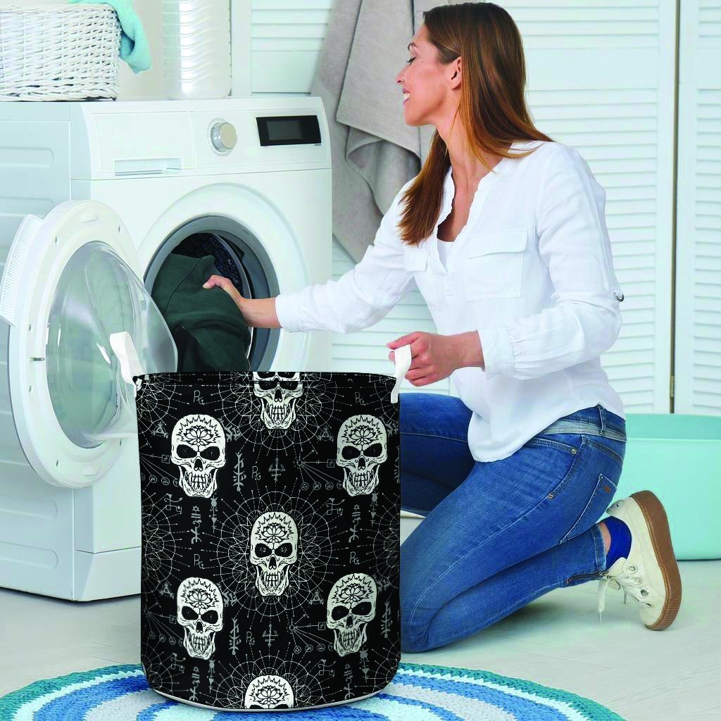 Skull Gothic Witch Laundry Basket-grizzshop