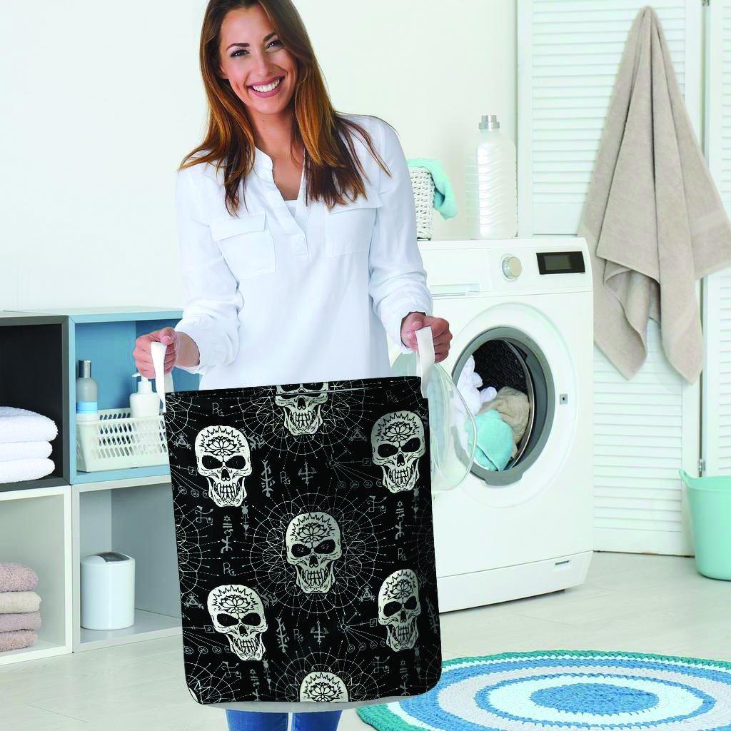 Skull Gothic Witch Laundry Basket-grizzshop