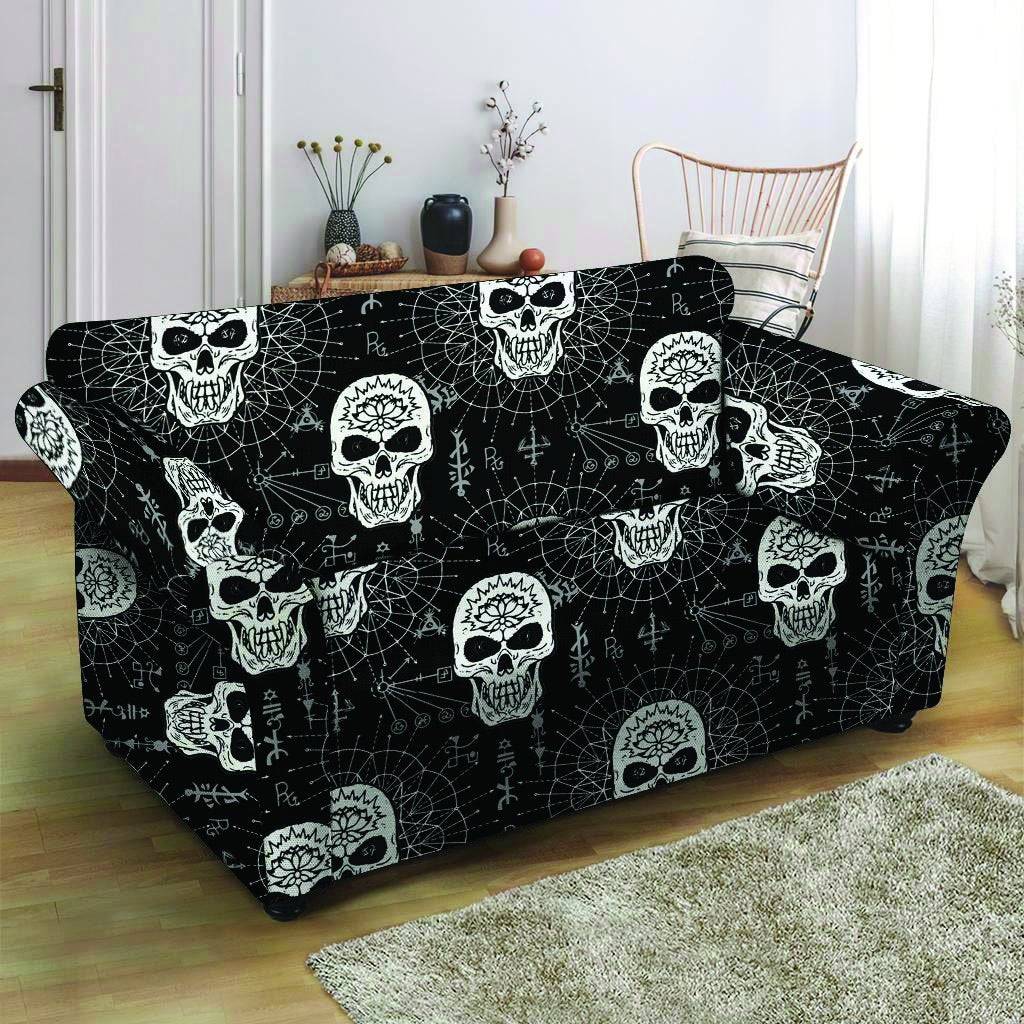 Skull Gothic Witch Loveseat Cover-grizzshop