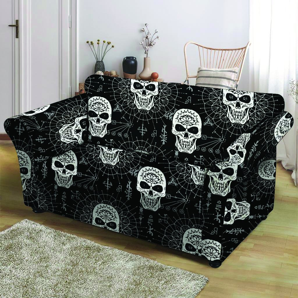 Skull Gothic Witch Loveseat Cover-grizzshop