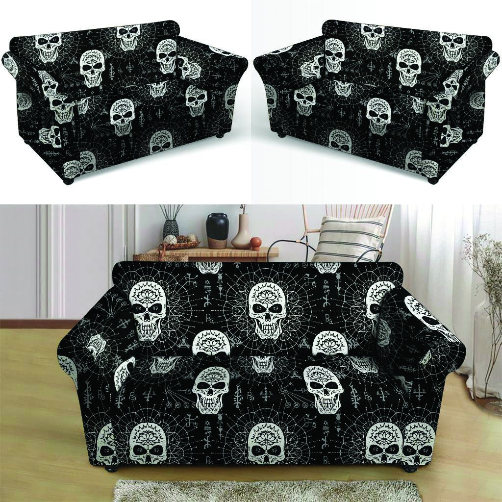 Skull Gothic Witch Loveseat Cover-grizzshop