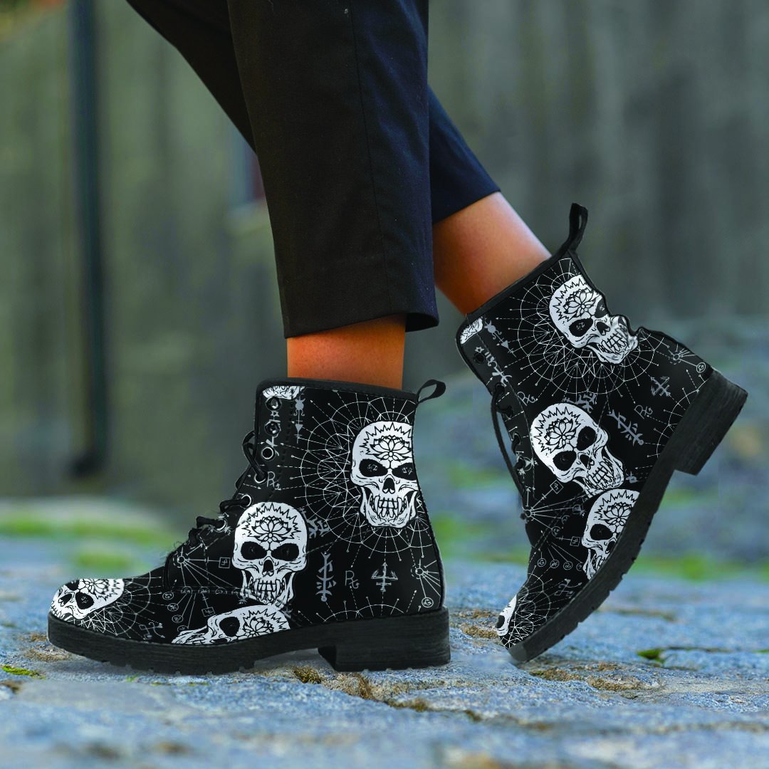 Skull Gothic Witch Men's Boots-grizzshop