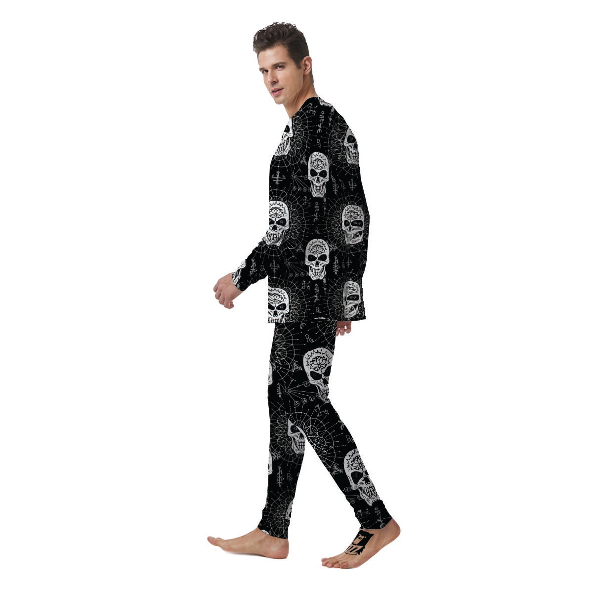 Skull Gothic Witch Men's Pajamas-grizzshop