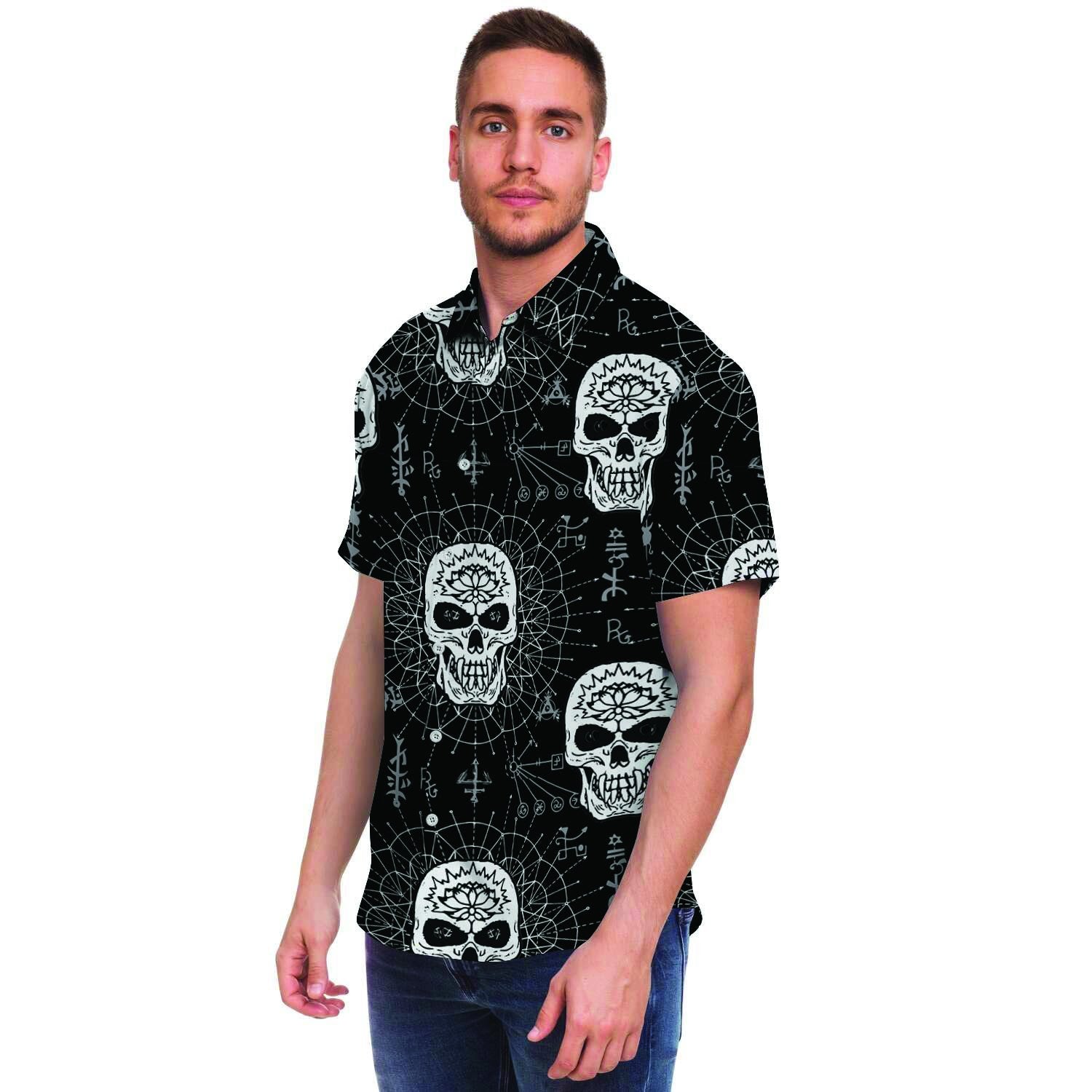 Skull Gothic Witch Men's Short Sleeve Shirt-grizzshop