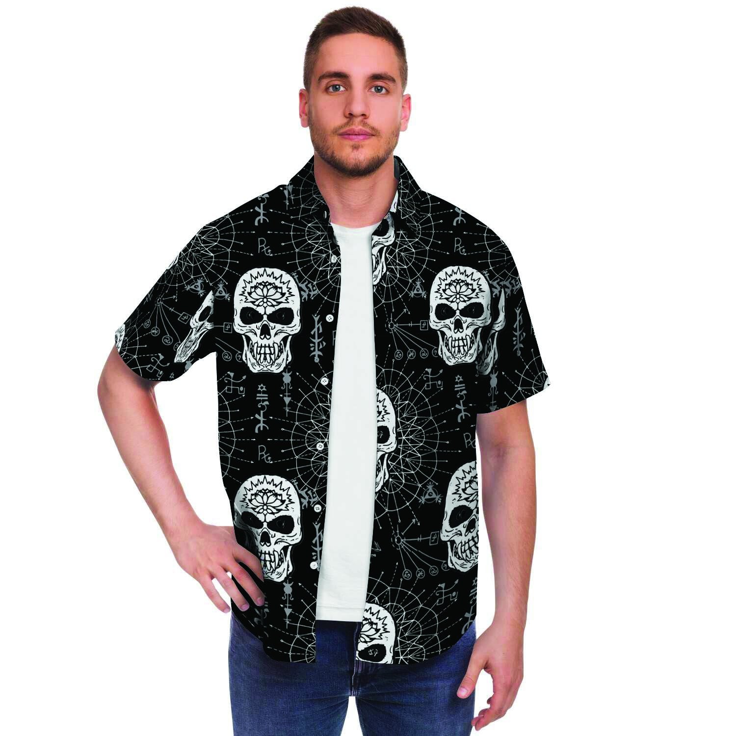 Skull Gothic Witch Men's Short Sleeve Shirt-grizzshop
