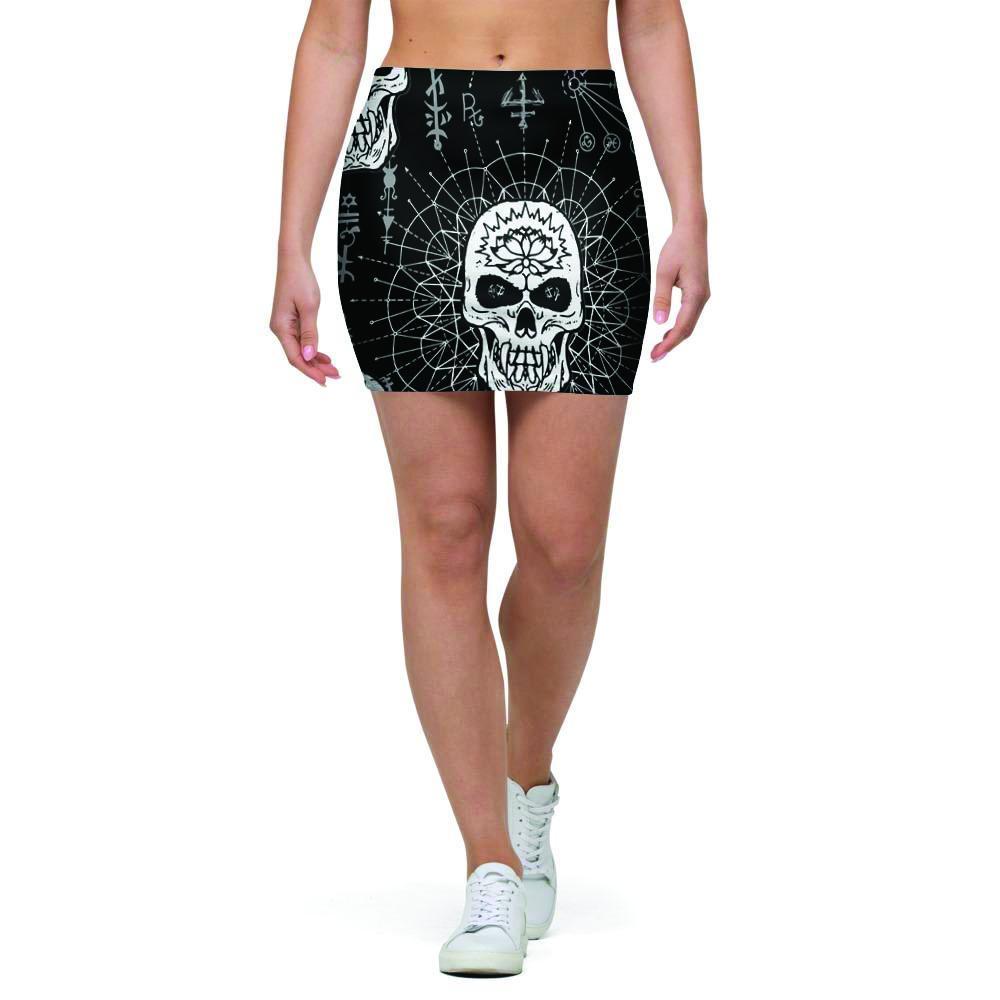 Skull Gothic Witch Mini Skirt-grizzshop