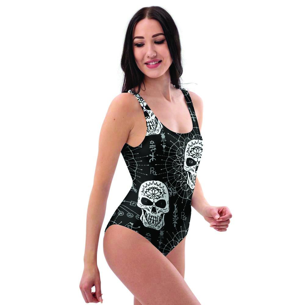 Skull Gothic Witch One Piece Swimsuite-grizzshop