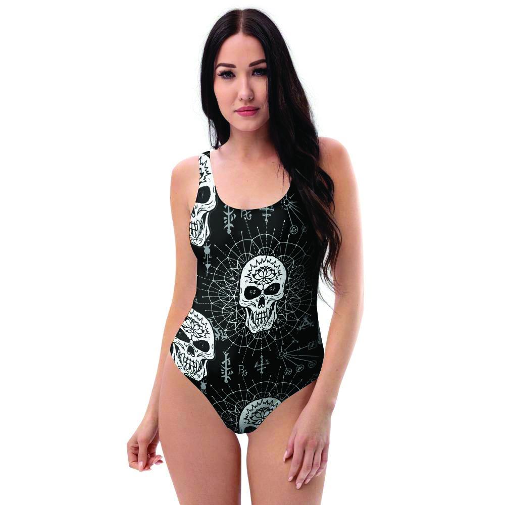 Skull Gothic Witch One Piece Swimsuite-grizzshop