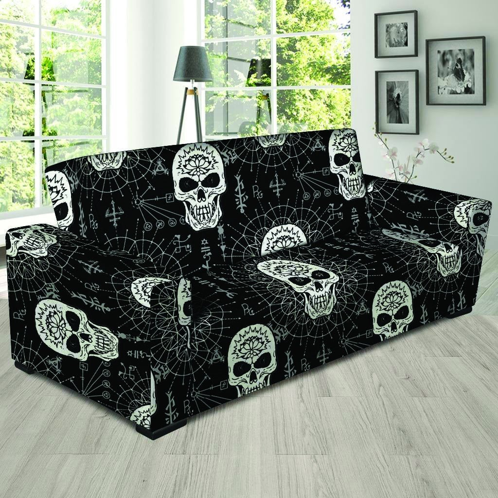 Skull Gothic Witch Sofa Cover-grizzshop