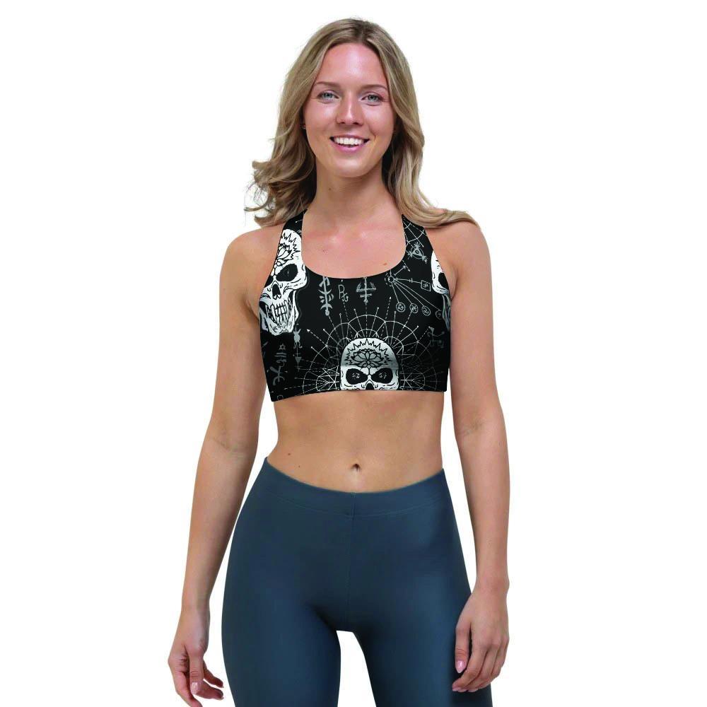 Skull Gothic Witch Sports Bra-grizzshop