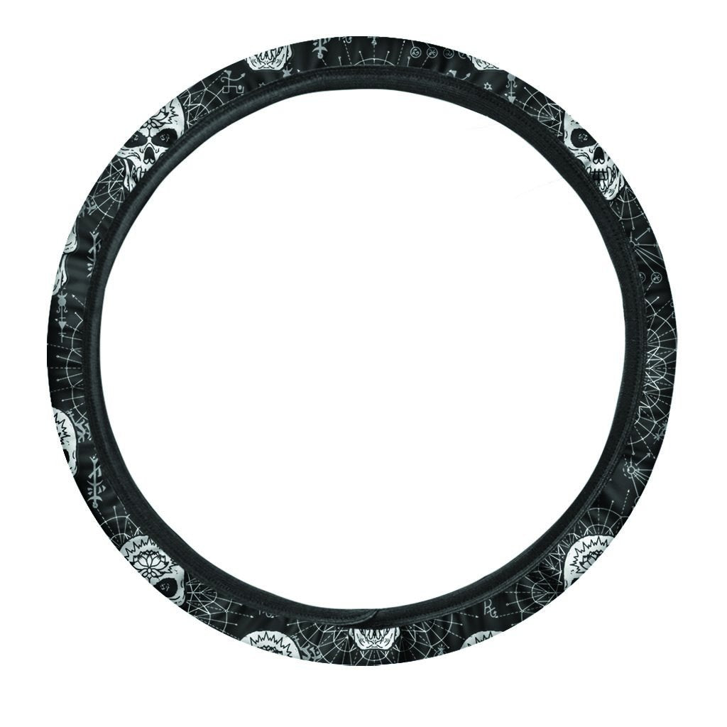 Skull Gothic Witch Steering Wheel Cover-grizzshop