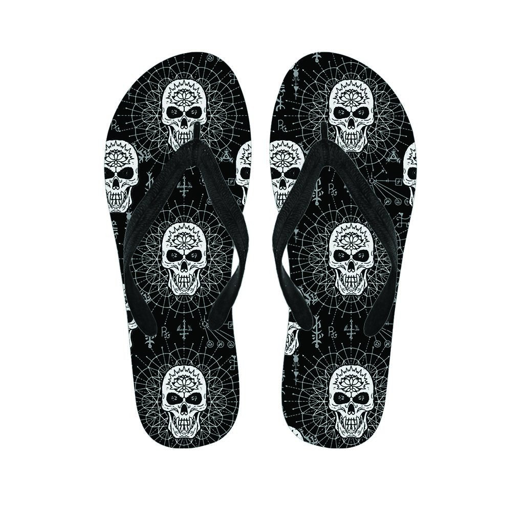 Skull Gothic Witch Women's Flip Flops-grizzshop