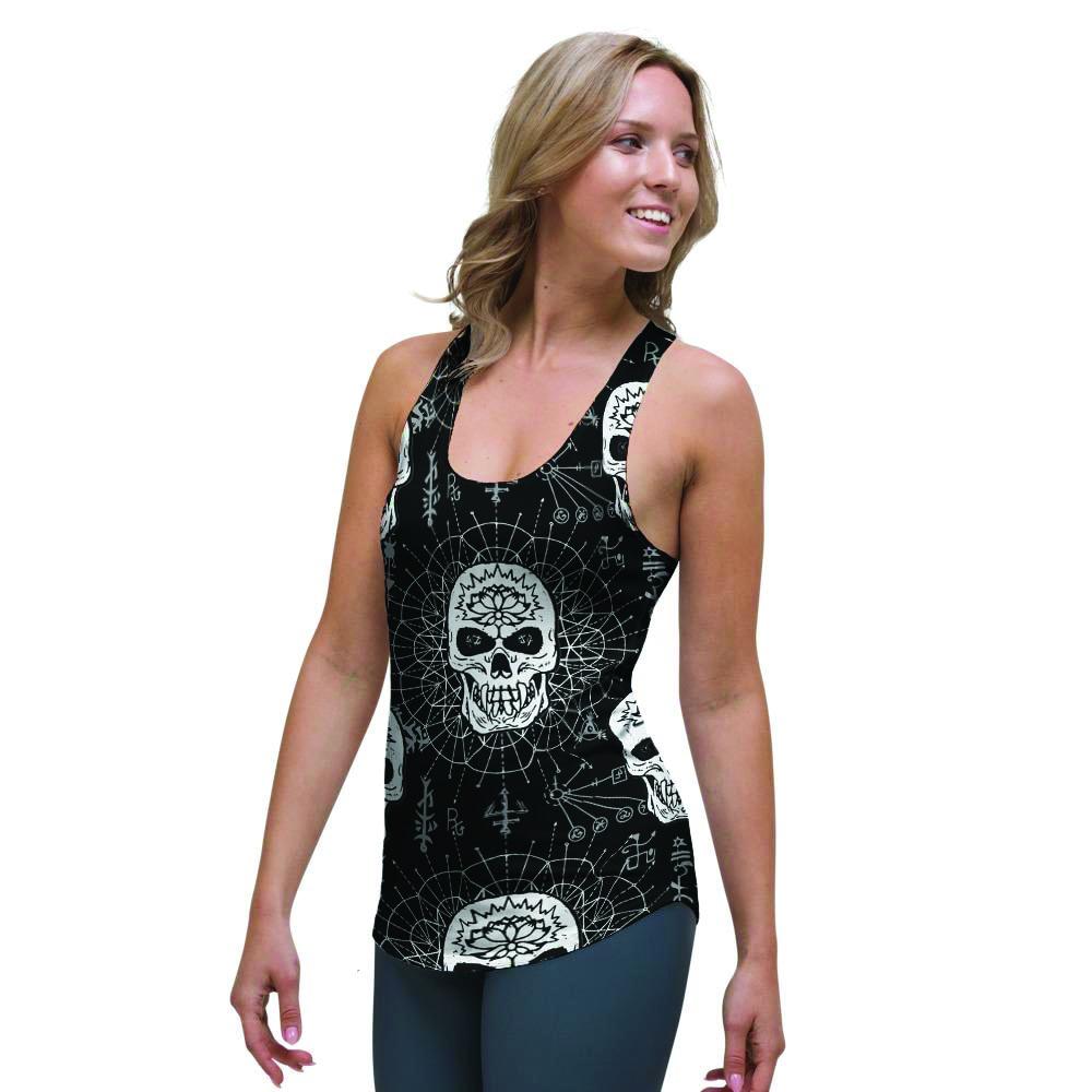 Skull Gothic Witch Women's Racerback Tank Top-grizzshop