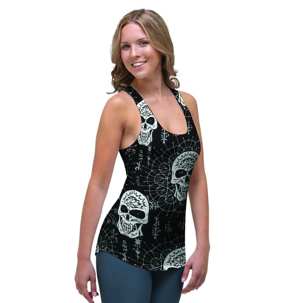 Skull Gothic Witch Women's Racerback Tank Top-grizzshop